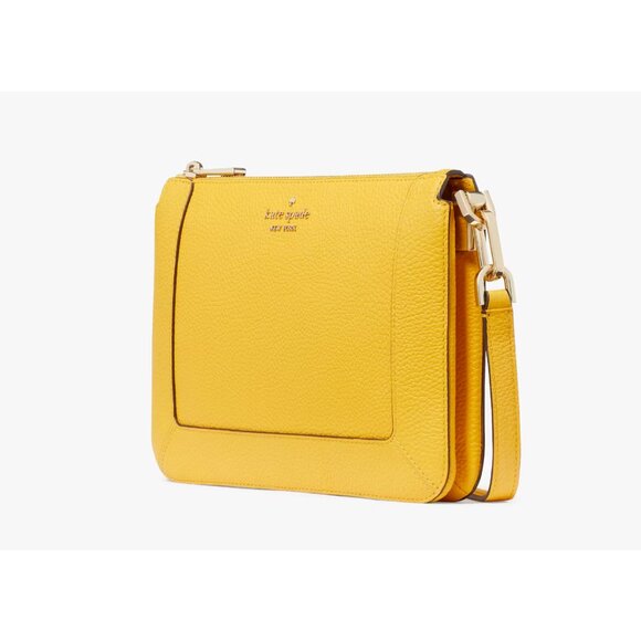 New Kate Spade Lena Double Compartment Crossbody Daffodil - Picture 3 of 5